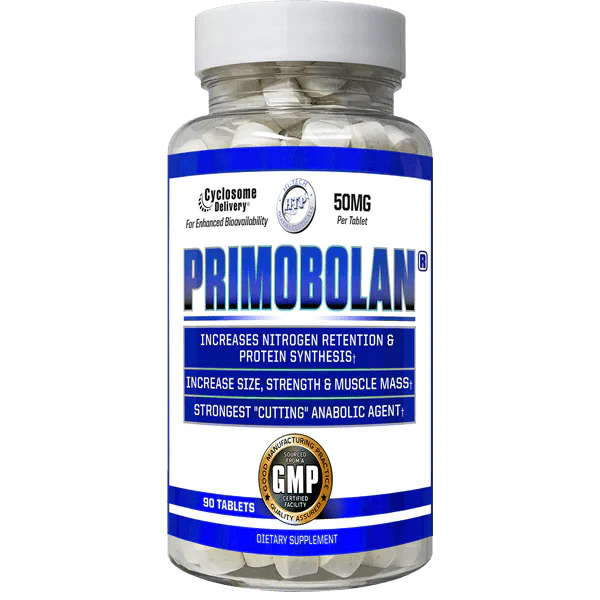 Clear bottle of Hi Tech Pharmaceuticals: Primobolan.