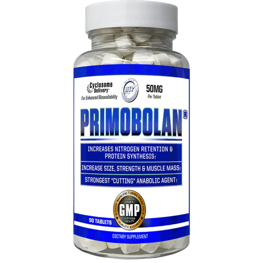 Clear bottle of Hi Tech Pharmaceuticals: Primobolan.