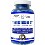 Clear bottle with white top of Hi-Tech Pharmaceuticals Testosterone 21 | Tongkat Ali And Zinc - Supplement Shop