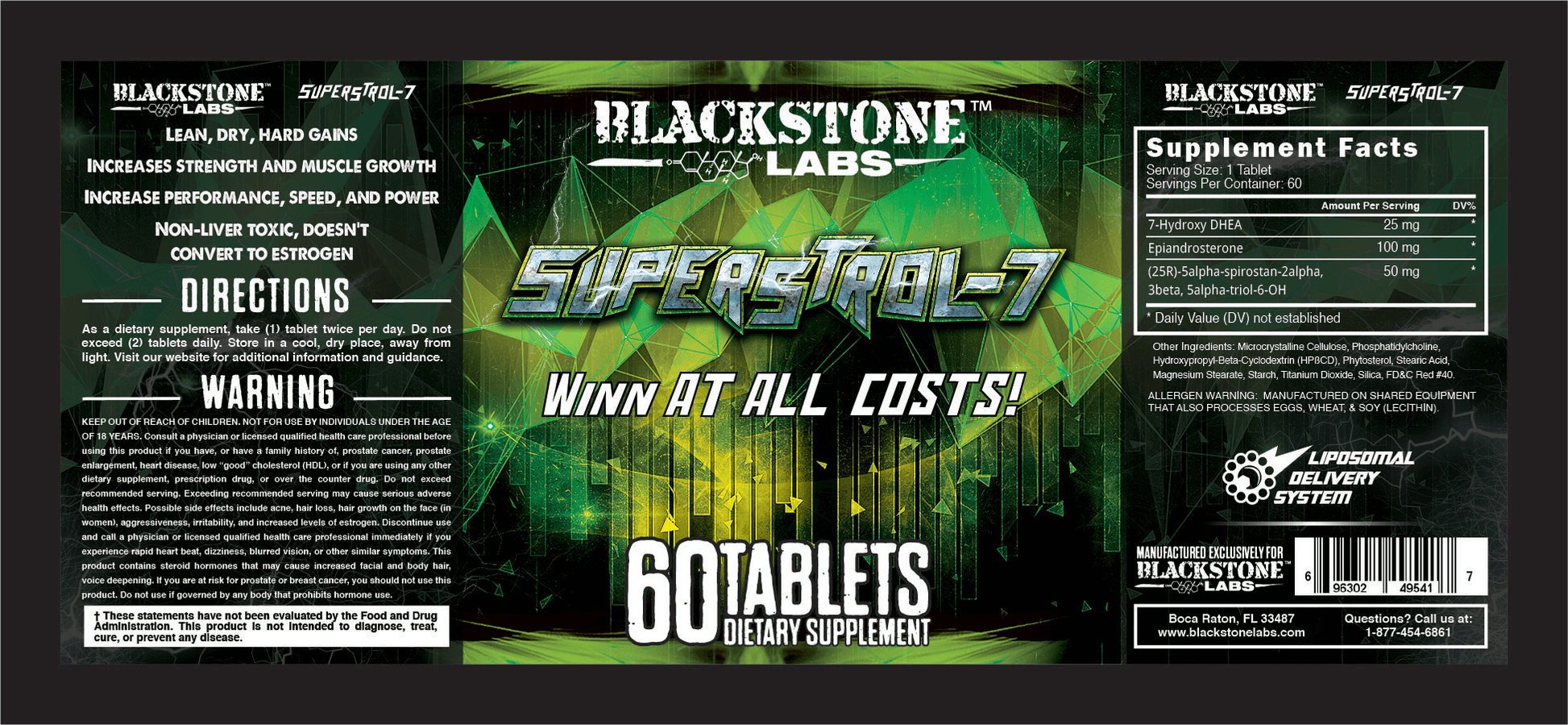 Full view of Superstrol 7: The Best Supplement to Help You Reach Your Fitness Goals label. 
