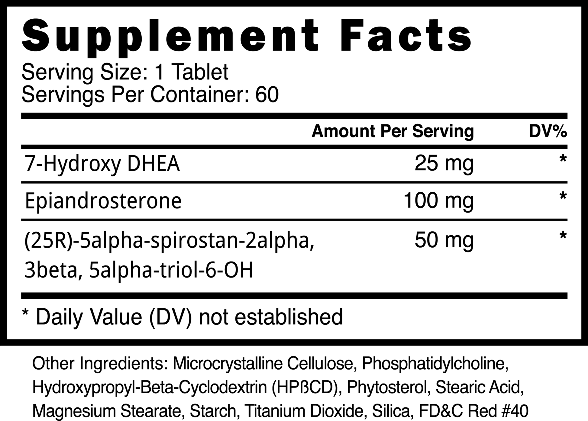 Supplement Facts label of Blackstone labs Superstrol 7 ingredients information.